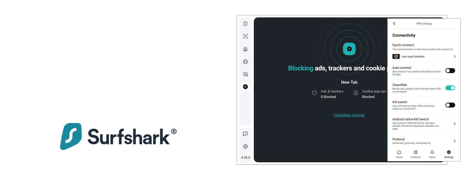Surfshark CleanWeb nagłówek najlepszego programu blokującego reklamy
