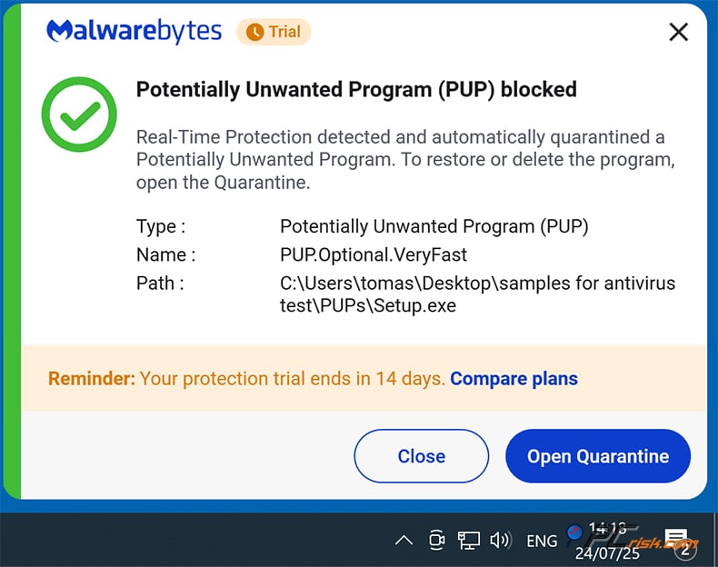 malwarebytes powiadomienia