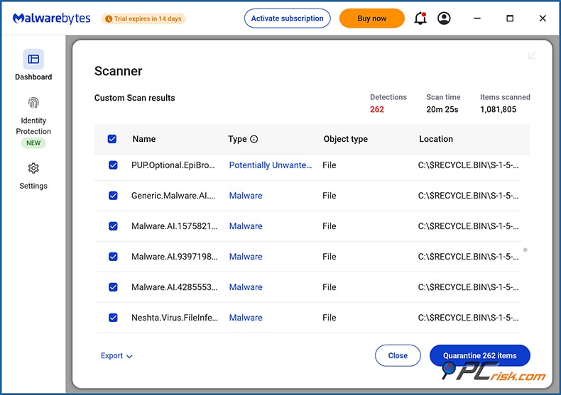 malwarebytes skanowanie i czyszczenie