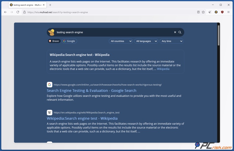 Mullivad Leta wyszukiwarka