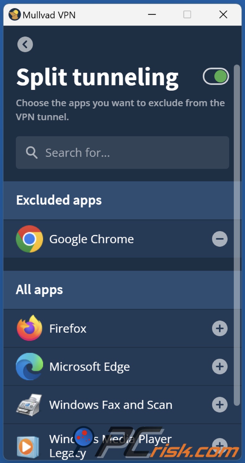 Mullivad Tunelowanie dzielone