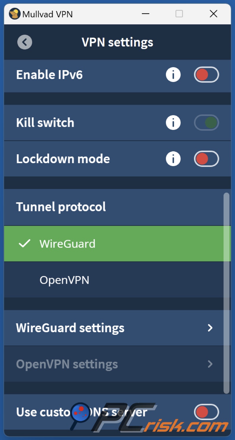 Mullivad Protokół tunelowy