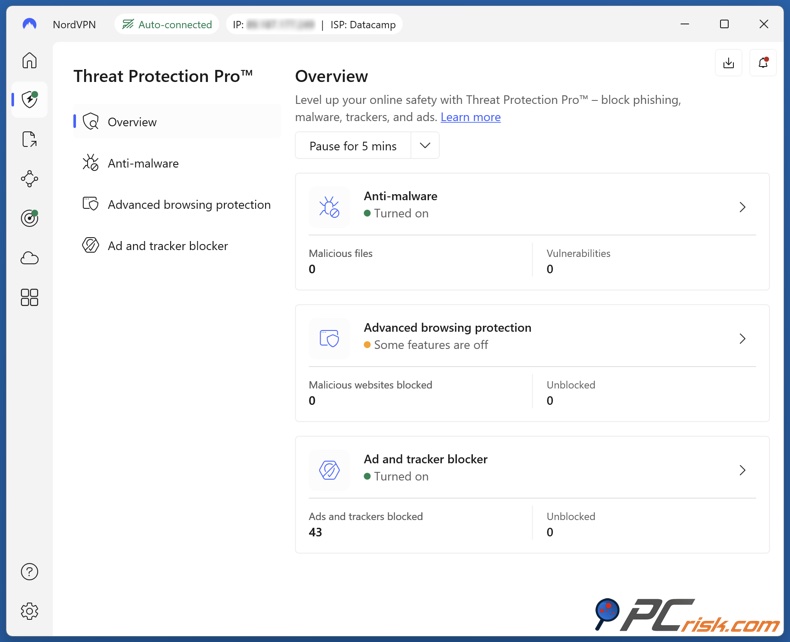 NordVPN Ochrona przed zagrożeniami