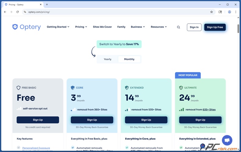 Optery Ceny miesięczne