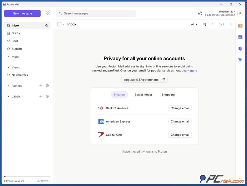Proton Mail skrzynka odbiorcza