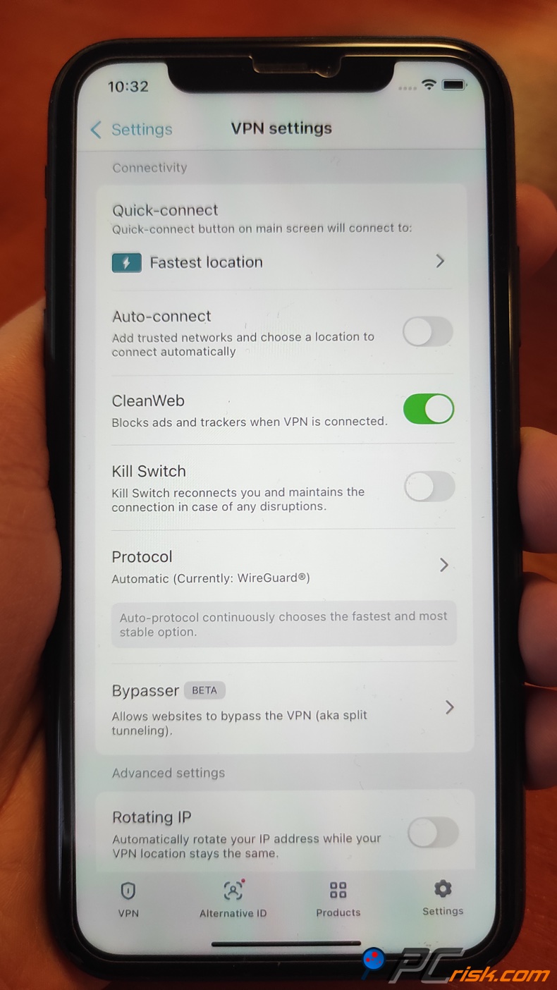 Surfshark dla systemu iOS CleanWeb