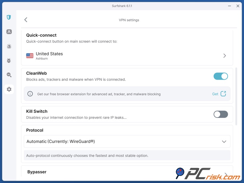 Włączanie funkcji CleanWeb w Surfshark VPN