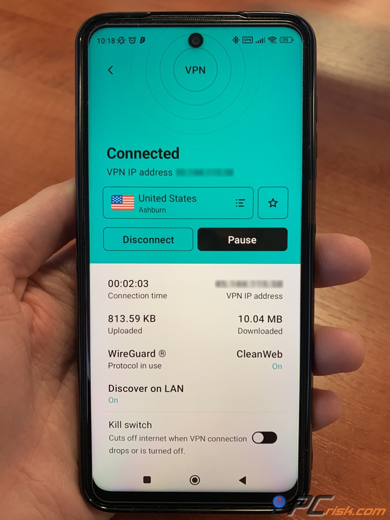 Surfshark dla pulpitu nawigacyjnego systemu Android