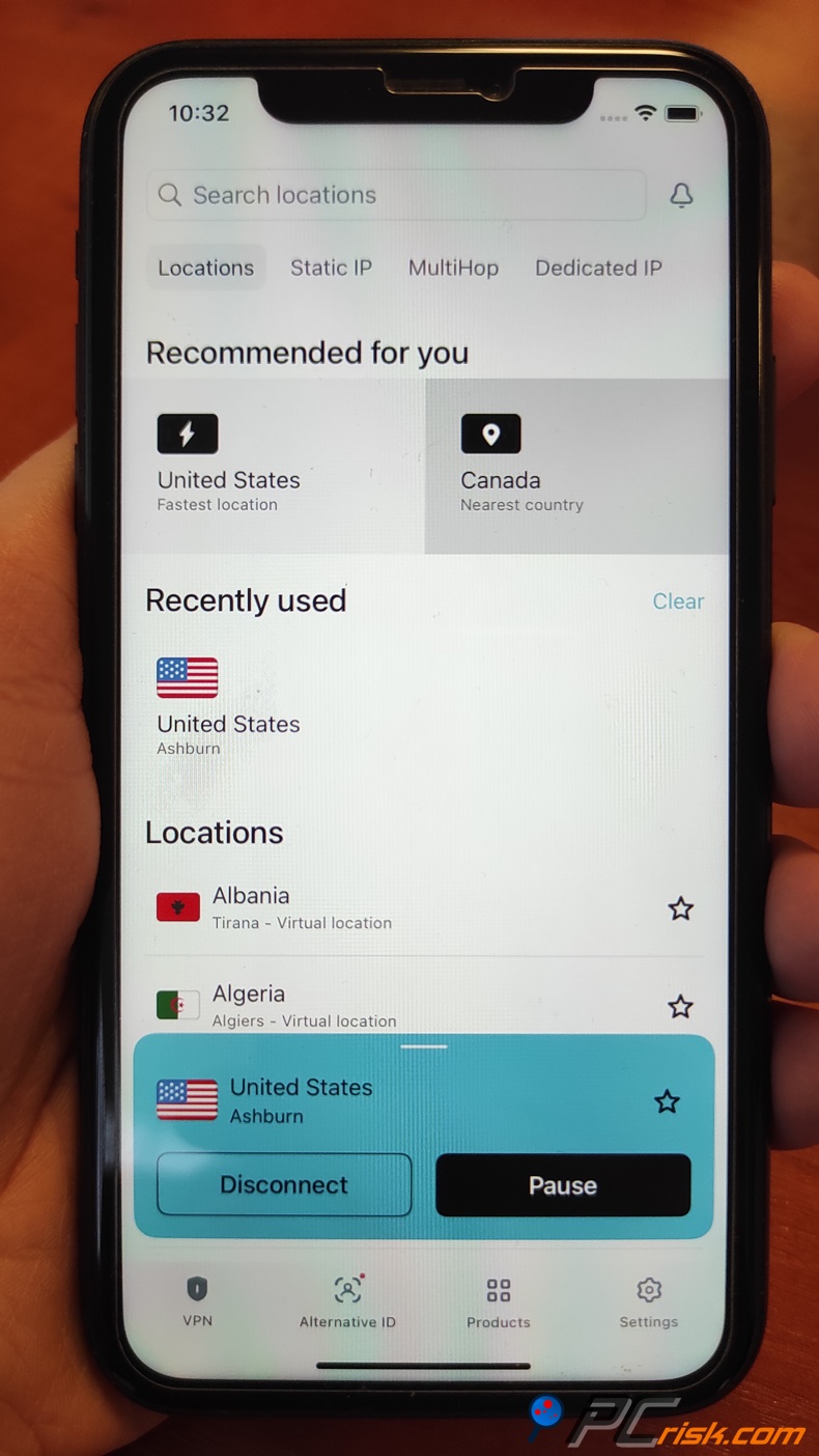 Surfshark dla pulpitu nawigacyjnego iOS