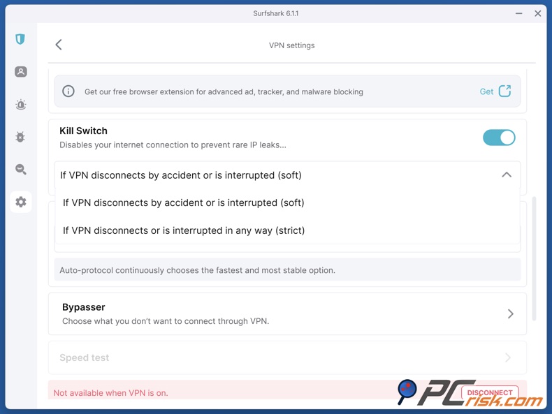 Surfshark Wyłącznik awaryjny