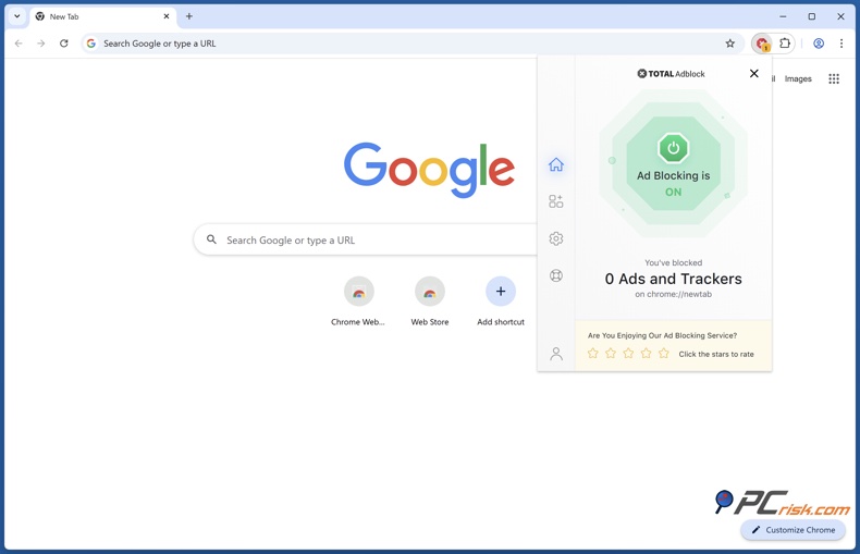 Total Adblock menu rozszerzeń