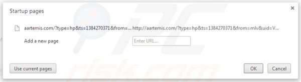 Usuwanie Aartemis ze strony domowej Google Chrome