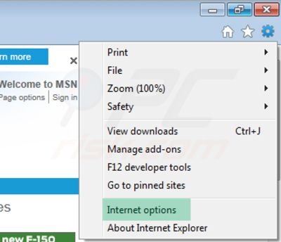 Usuwanie ustawienia proxy z Internet Explorer krok 1