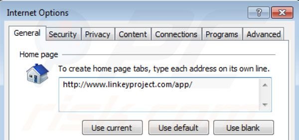 Usuwanie linkey project ze strony domowej Internet Explorer