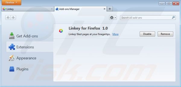 Usuwanie Linkey z Mozilla Firefox krok 2