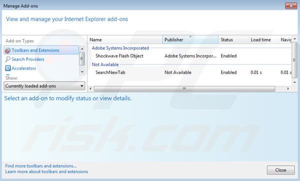 Usuwanie przekierowania Localmoxie z listy rozszerzeń Internet Explorer