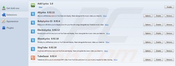 Usuwanie wirusa Lyrics z Mozilla Firefox krok 2