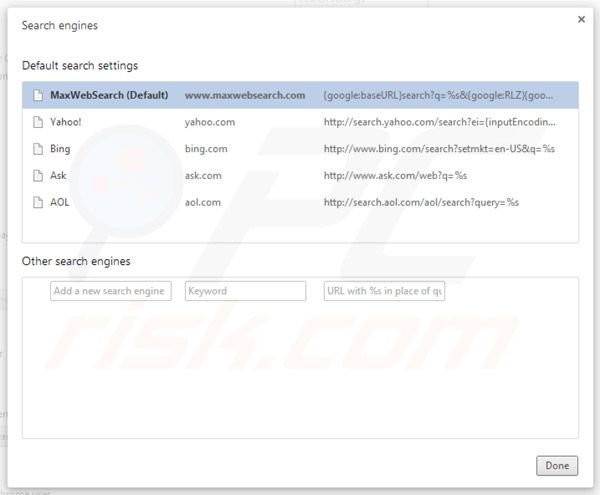 Usuwanie maxwebsearch.com z ustawień domyślnej wyszukiwarki Google Chrome