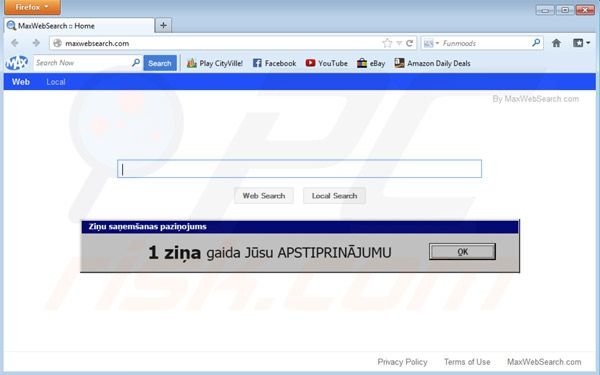 Wirus przekierowanie Maxwebsearch.com