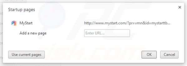 Usuwanie mystart.com ze strony domowej Google Chrome