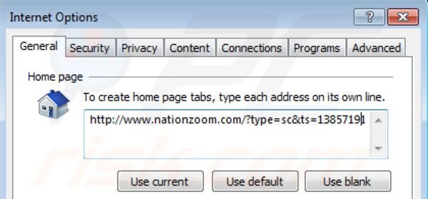 Usuwanie nationzoom.com ze strony domowej Internet Explorer
