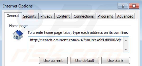 Usuwanie search.ominent.com ze strony domowej Internet Explorer