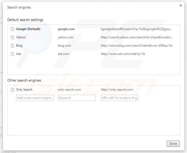 Usuwanie Only-search.com z ustawień domyślnej wyszukiwarki Google Chrome