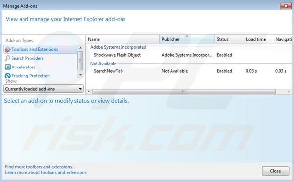 Usuwanie websearch.searchbomb.info z rozszerzeń Internet Explorer