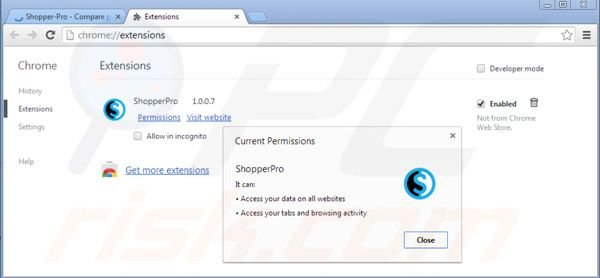 Usuwanie Shopper Pro z Google Chrome krok 2