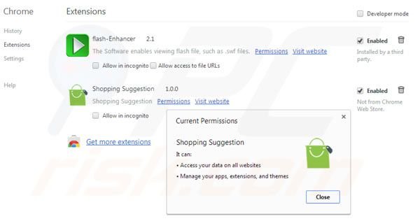 Usuwanie Shopping suggestion z Google Chrome krok 2