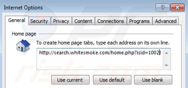Usuwanie przekierowania search.whitesmoke.com ze strony domowej Internet Explorer