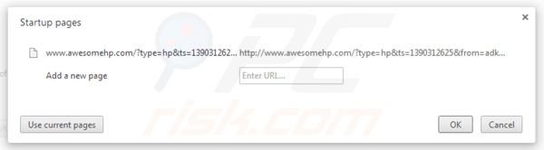 Usuwanie awesomehp.com ze strony domowej Google Chrome