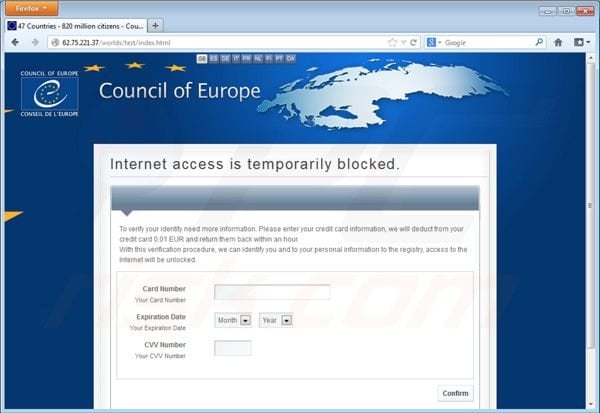 Wirus Council of Europe kradnie informacje karty kredytowej