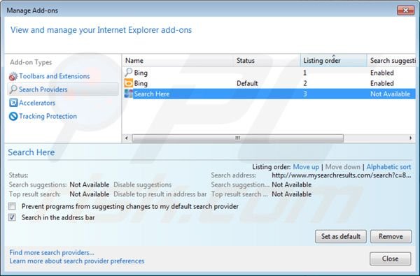 Usuwanie wirusa default tab z ustawień domyślnej wyszukiwarki Internet Explorer