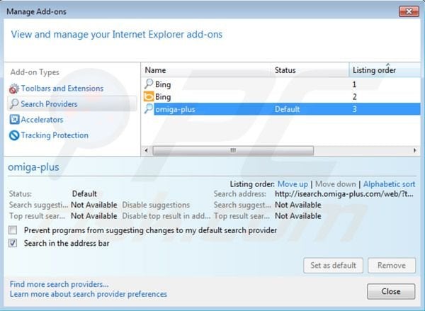 Usuwanie wirusa przekierowania inspsearch.com z ustawień domyślnej wyszukiwarki Internet Explorer