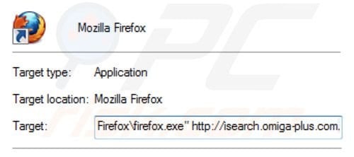 Usuwanie inspsearch.com ze skrótu docelowego Mozilla Firefox 2