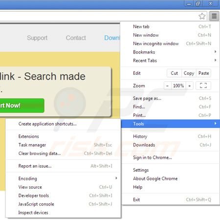 Usuwanie reklam Lookinglink z Google Chrome krok 1
