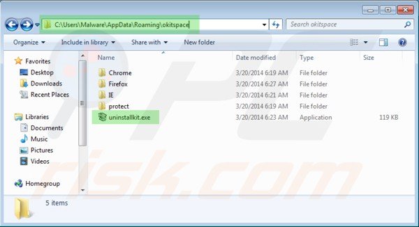 Deinstalacja Okitspace poprzez folder appdata