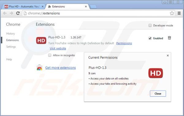 Usuwanie reklam plus-hd z Google Chrome krok 2