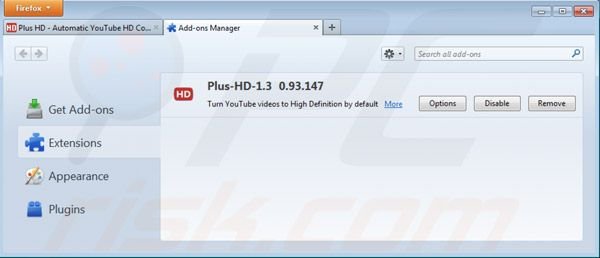 Usuwanie reklam plus-hd z Mozilla Firefox krok 2