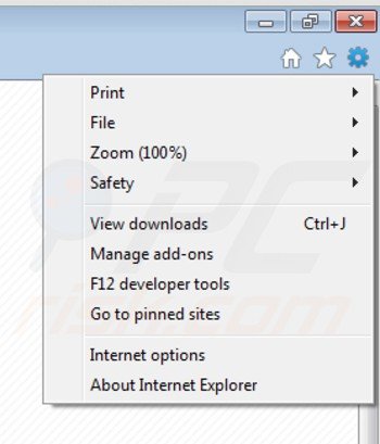 Usuwanie safeweb app z Internet Explorer krok 1