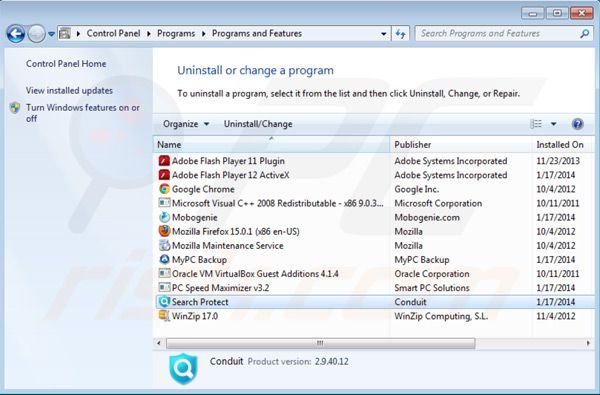 Deinstalacja Search Protect by Conduit z Panelu kontrolnego