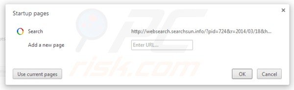Usuwanie websearch.searchsun.info ze strony domowej Google Chrome