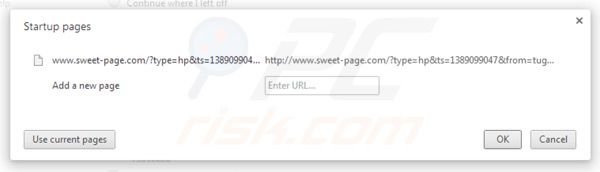 Usuwanie sweet-page.com ze strony domowej Google Chrome