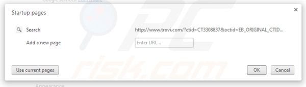 Usuwanie trovi.com ze strony domowej Google Chrome