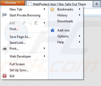 Usuwanie Web Protect z Mozilla Firefox krok 1
