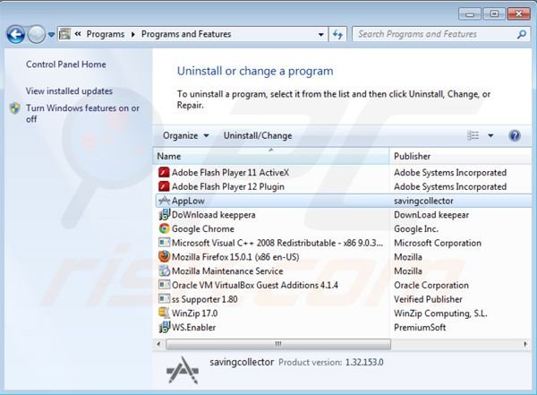 Deinstalacja Web Save przy użyciu Panelu kontrolnego