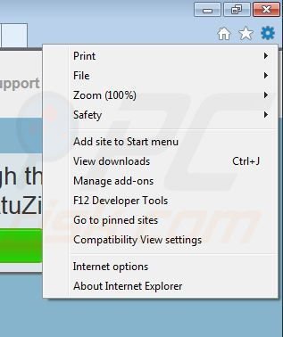 Usuwanie AtuZi z Internet Explorer krok 1