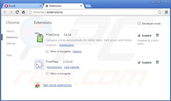 Usuwanie buzz-it z Google Chrome krok 2