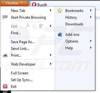 Usuwanie buzz-it z Mozilla Firefox krok 1
